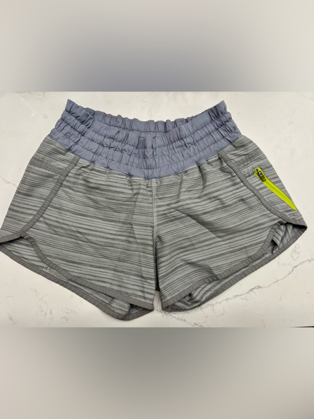 Lululemon Tracker Shorts, Size 4 Long, Grey with green accents, great condition